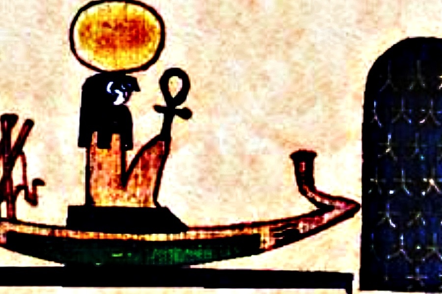 Ra aboard the Atet, his solar barge