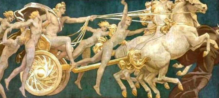 Apollo in his chariot with the hours by John Singer Sargent in the Museum of Fine Arts