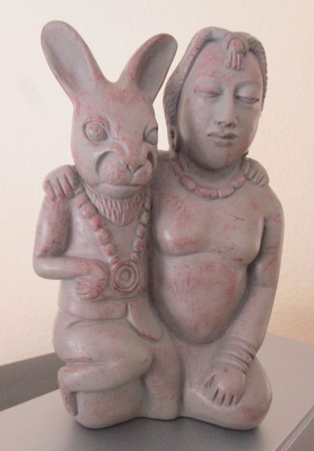 Mayan Fertility Jaguar goddess Ixchel with rabbit, fertility symbol - CC BY-SA 4.0
